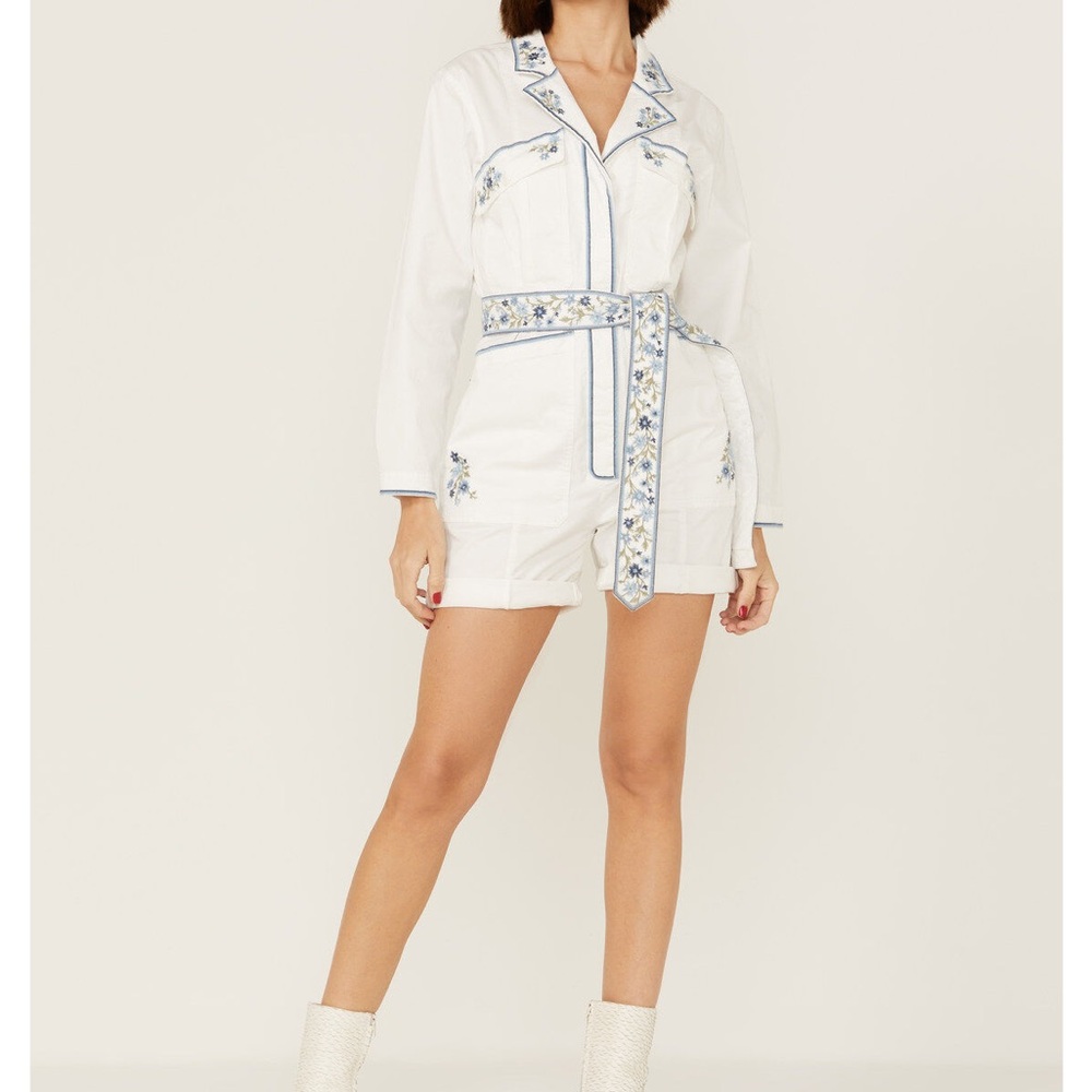 DRIFTWOOD Embroidered Floral Shortall Romper